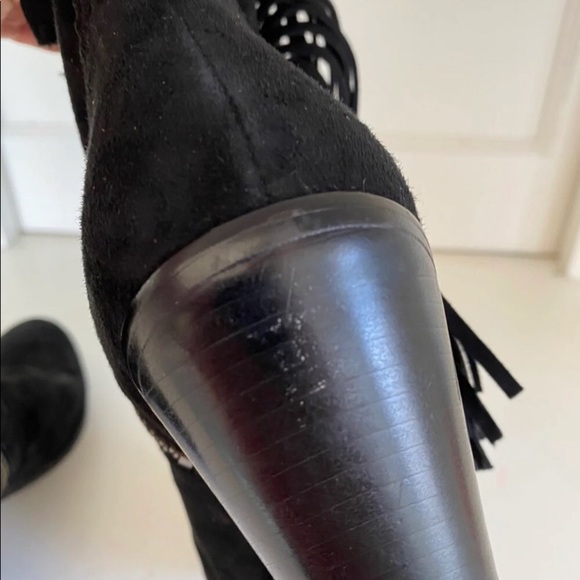 Sam Edelman black fringe zip up ankle boots size 8 - Picture 5 of 10